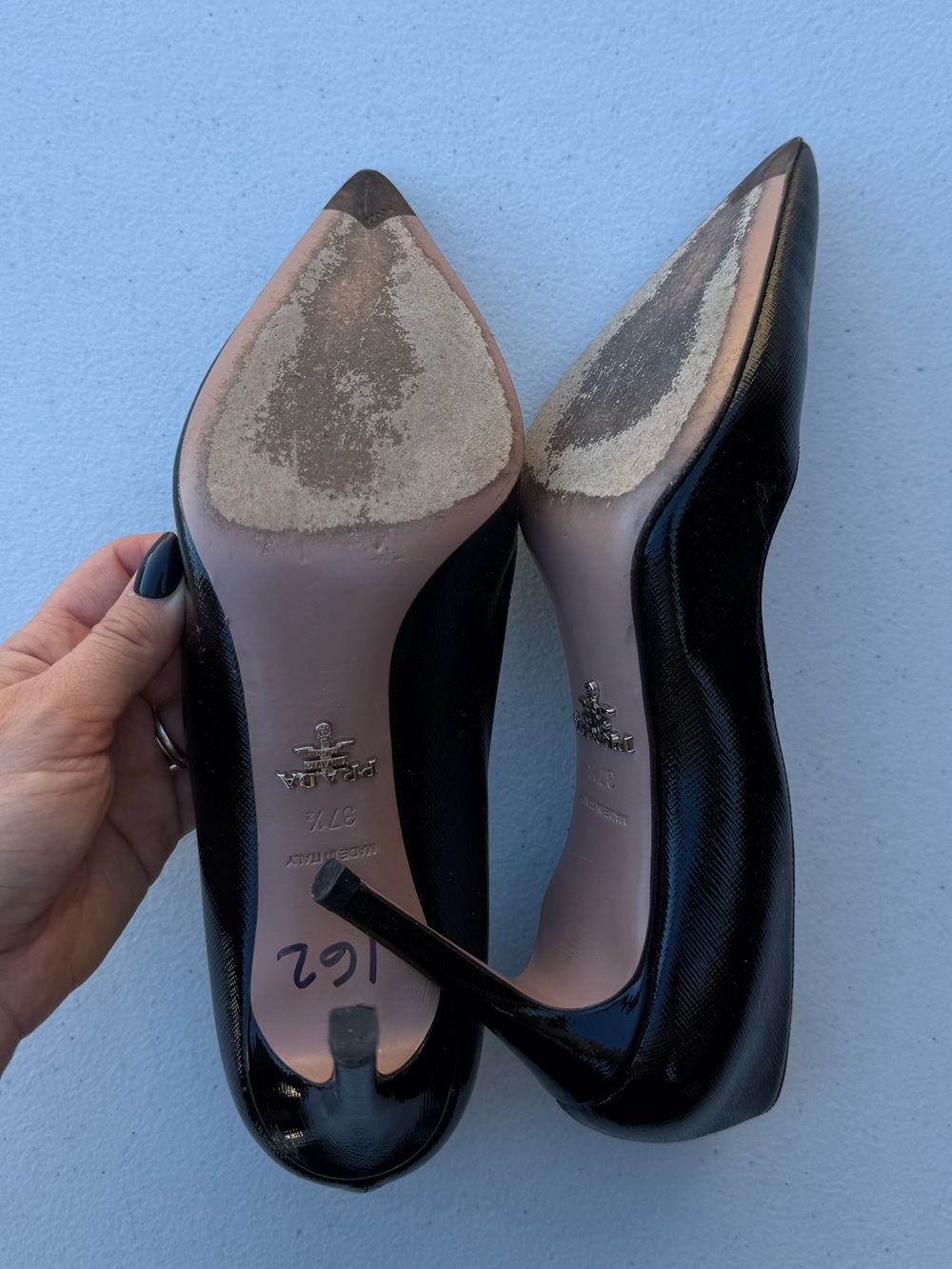 Prada Black Pointed Saffiano Leather Pumps - Picture 4 of 5
